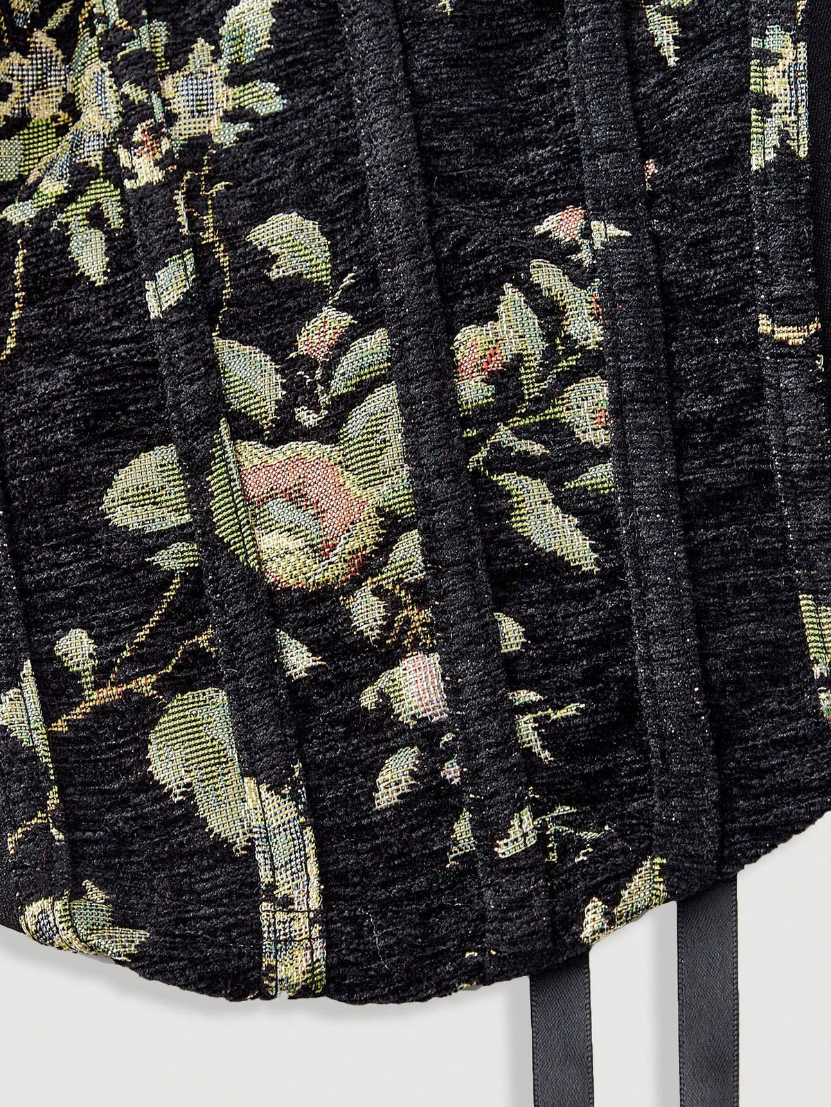 Skyraze Vintage Black Jacquard Lace-Up Front Bowknot Bustier Crop Top, Valentine's Day, Valentine For Women, Carnival, 70S, Retro, Corset