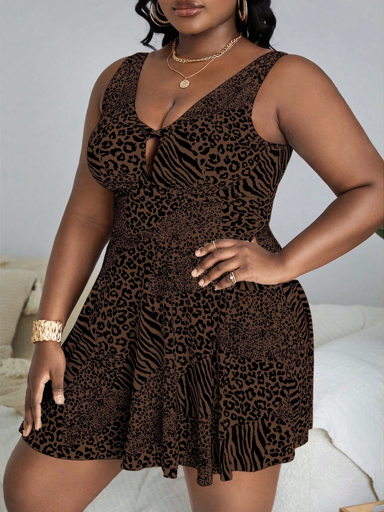 Slaydiva 2025 Plus Size Printed Tankini Bikini Summer