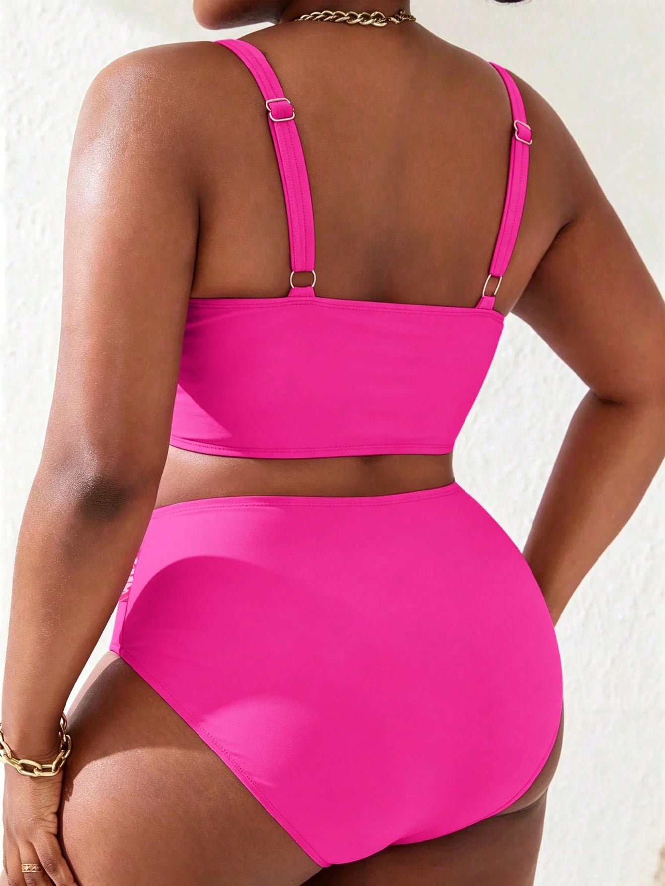 Slaydiva 2026 New Plus Size Women 2-Piece Rose Leaf Print Overlap Ruched Cami Bikini Set, Summer Beach Vacation, Beach Holiday, Summer Holiday Outfit, Party Wear, Elegant Women Beach Swimwear, Women V