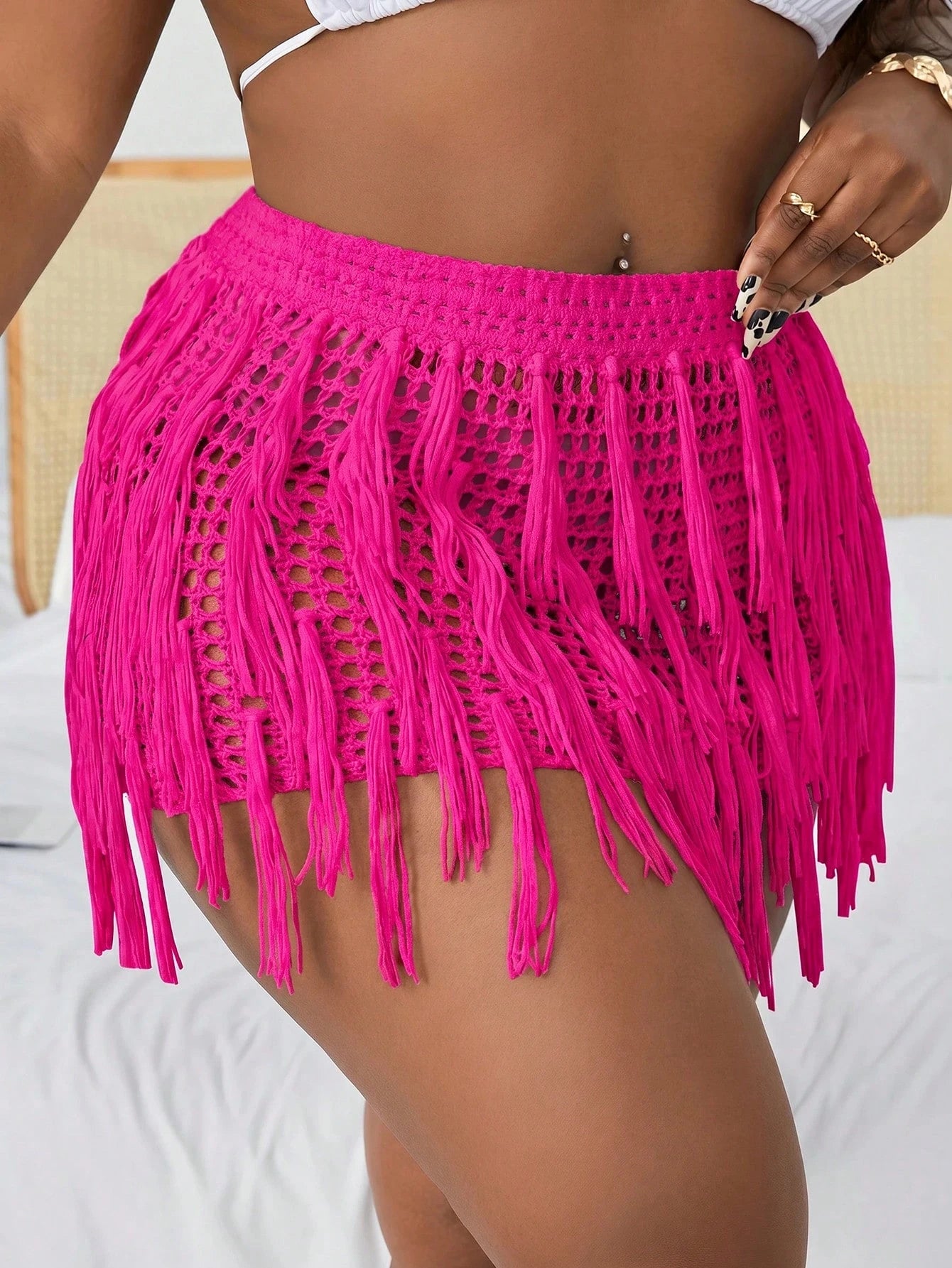 Slaydiva 2026 New Rose Red Plus Size Women's Vacation Cover-Up Skirt Vacation Summer