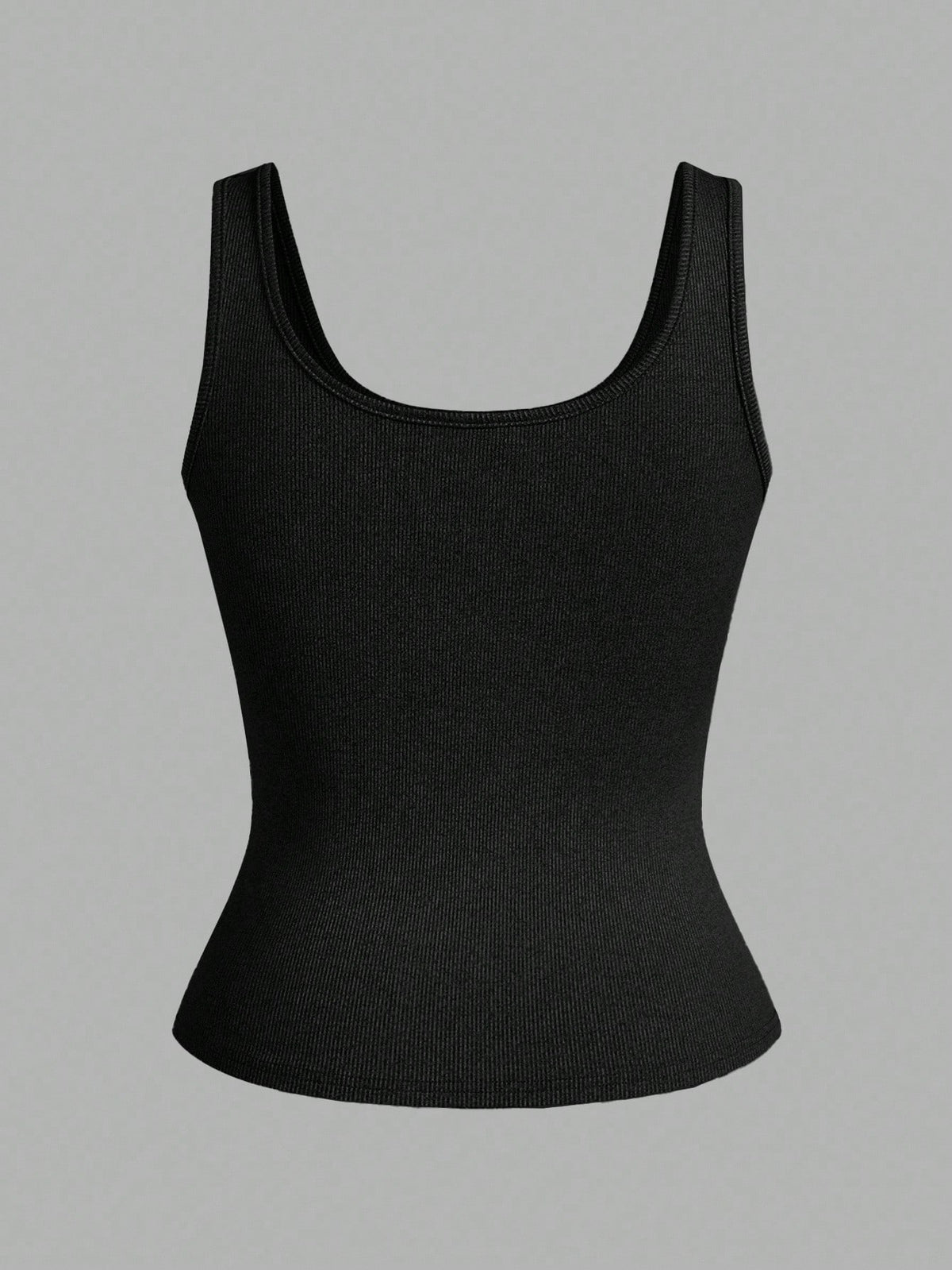 Slaydiva 2pcs/Pack Black + White Casual Basic Racerback Narrow Ribbed Tank Top For Women, Deep U-Neck