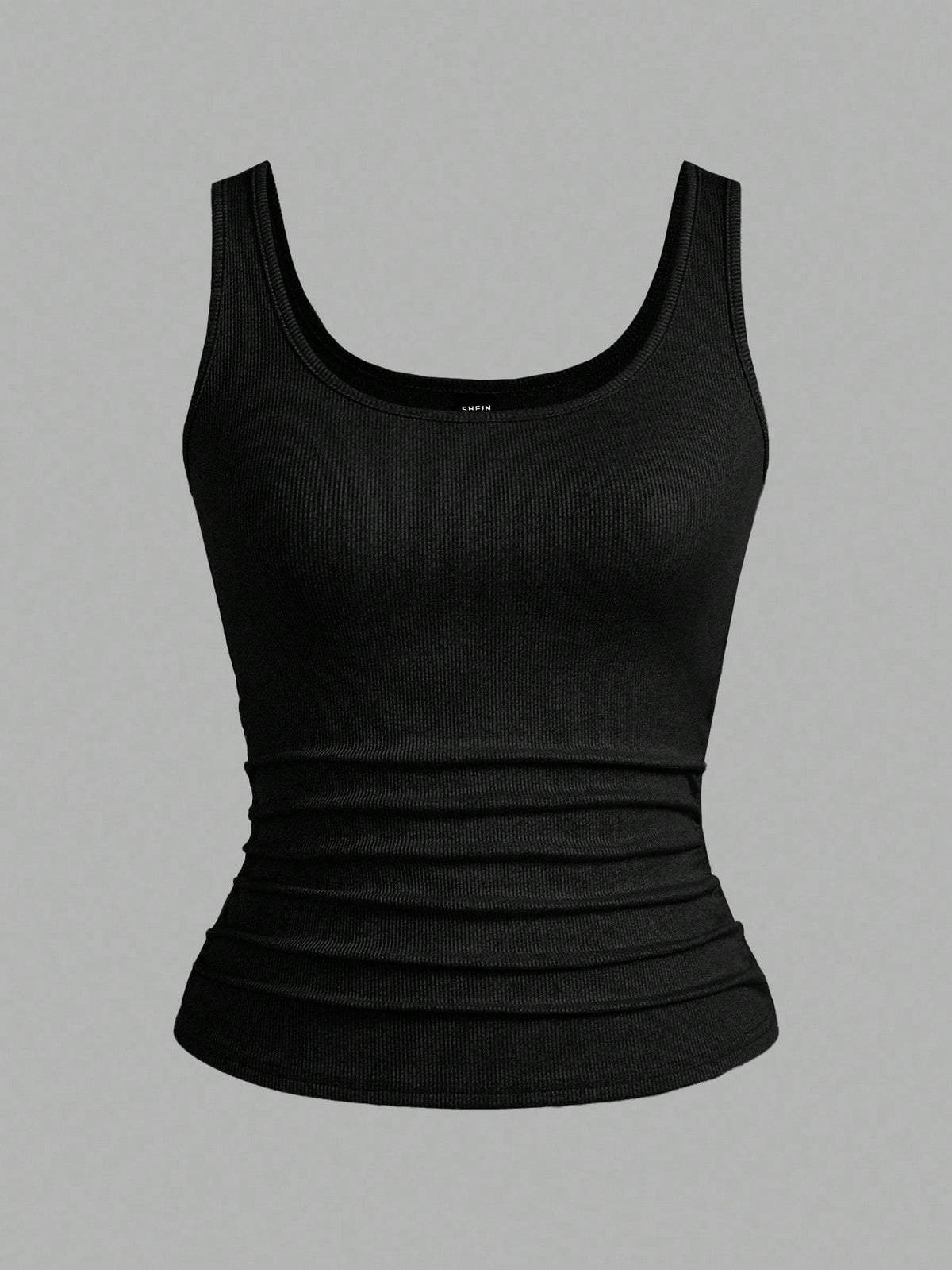 Slaydiva 2pcs/Pack Black + White Casual Basic Racerback Narrow Ribbed Tank Top For Women, Deep U-Neck