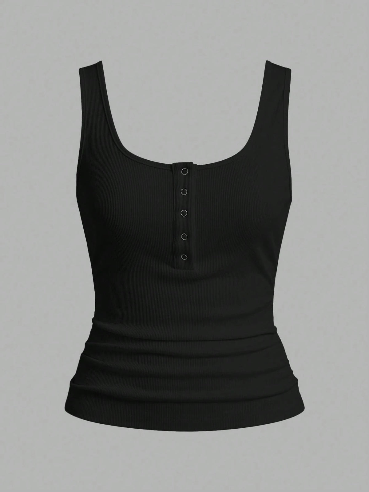 Slaydiva Casual All-Match Black Tank Top With Deep U-Neck And Racerback-C