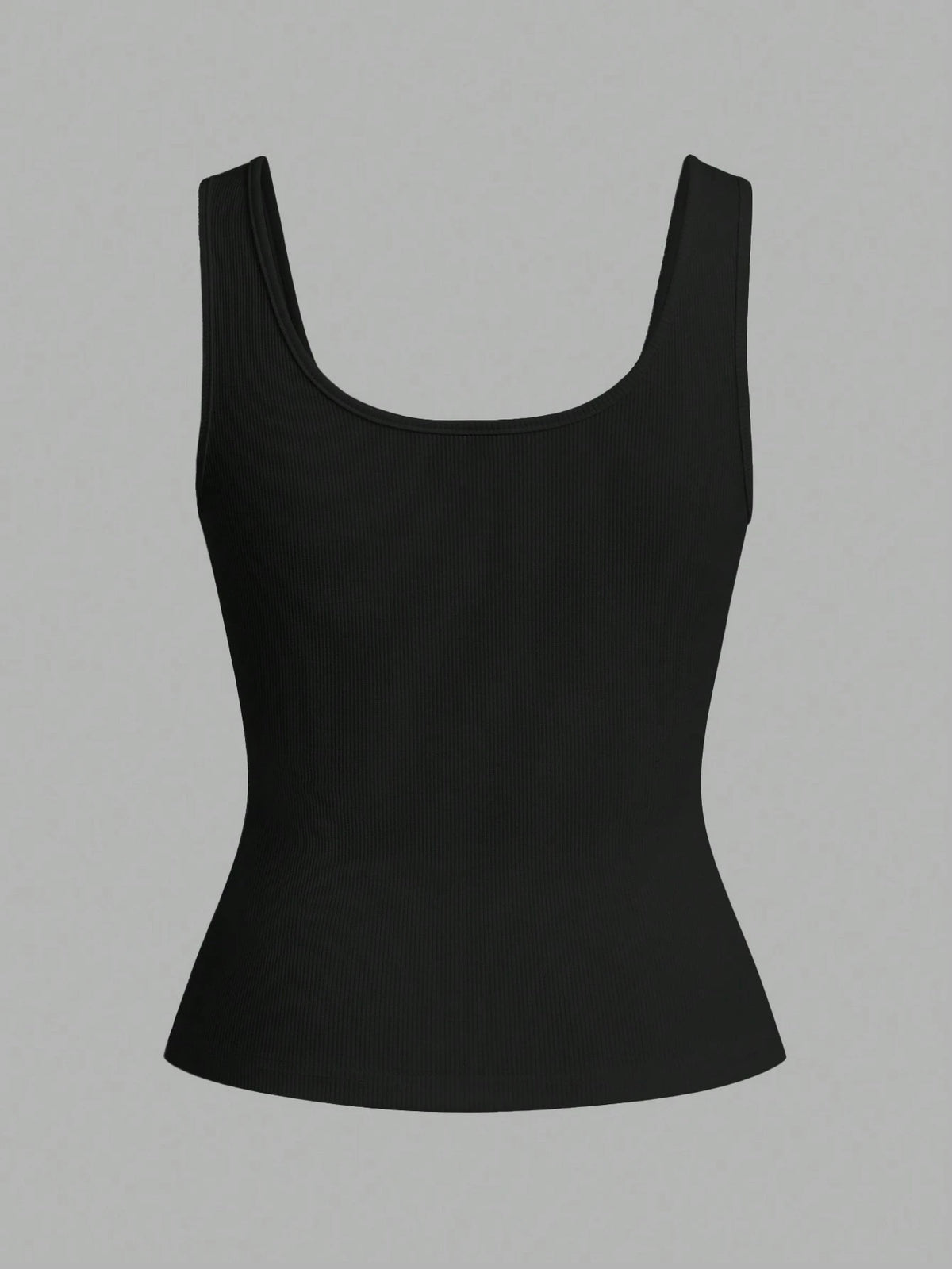 Slaydiva Casual All-Match Black Tank Top With Deep U-Neck And Racerback-C