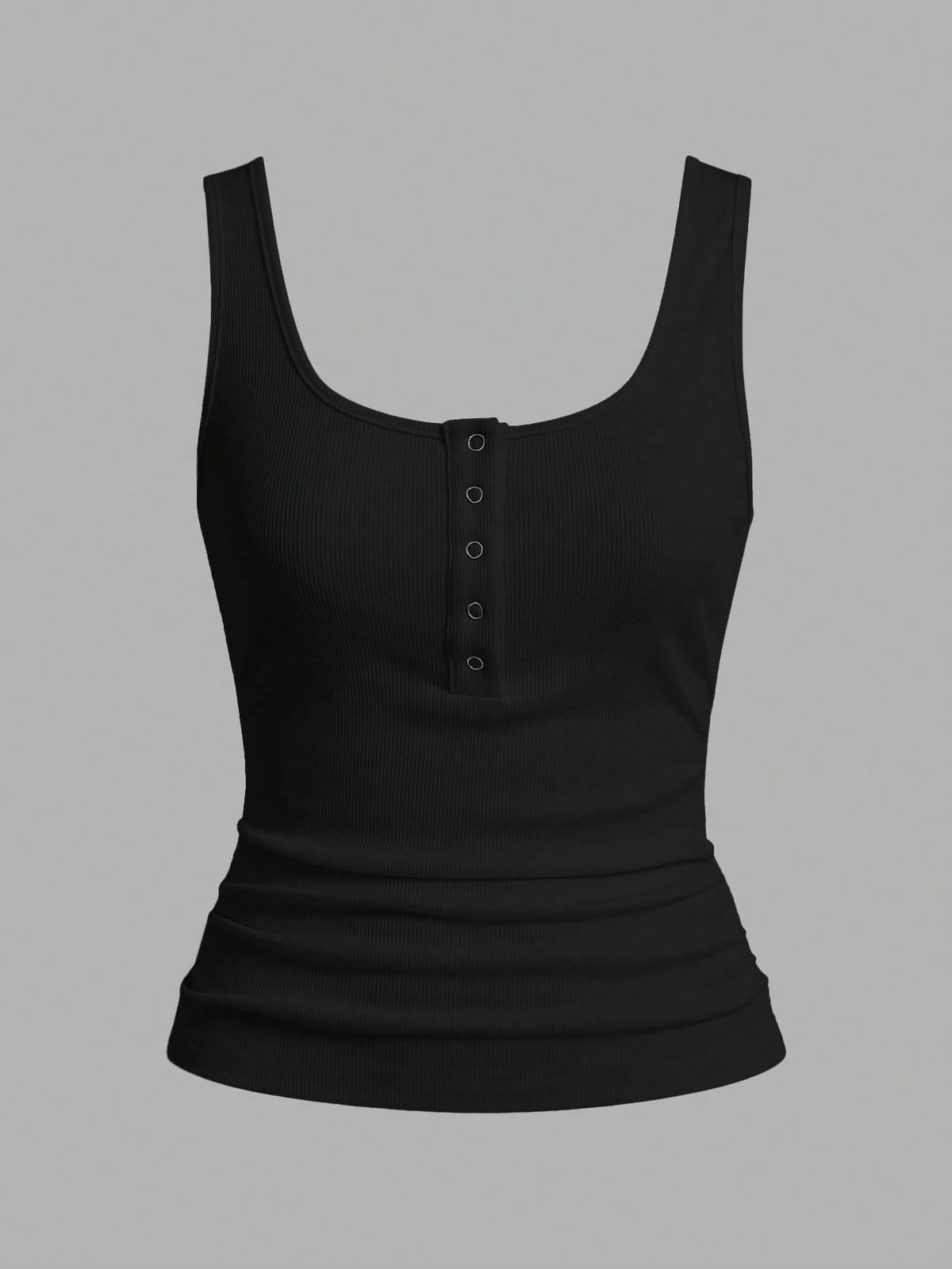 Slaydiva Casual All-Match Black Tank Top With Deep U-Neck And Racerback-C