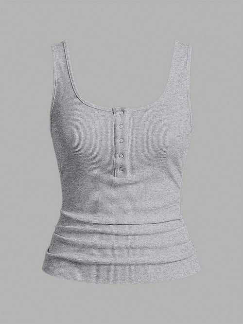 Slaydiva Casual All-Match White Cami Top With Deep U-Neck And Racerback-C