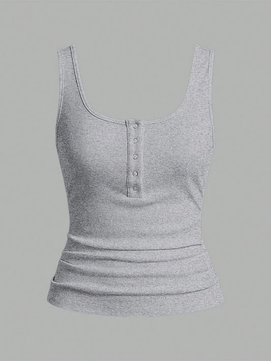 Slaydiva Casual All-Match White Cami Top With Deep U-Neck And Racerback-C