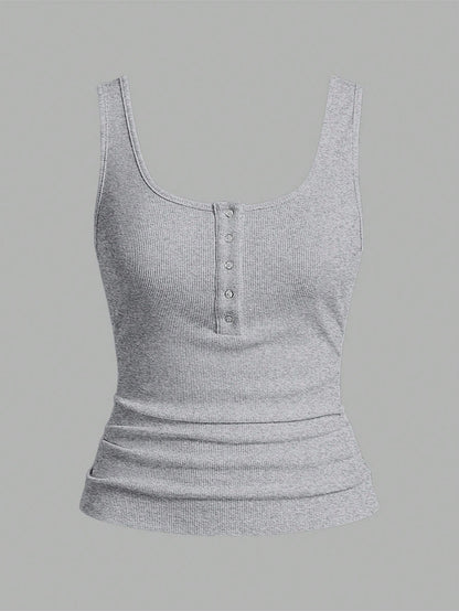 Slaydiva Casual All-Match White Cami Top With Deep U-Neck And Racerback-C