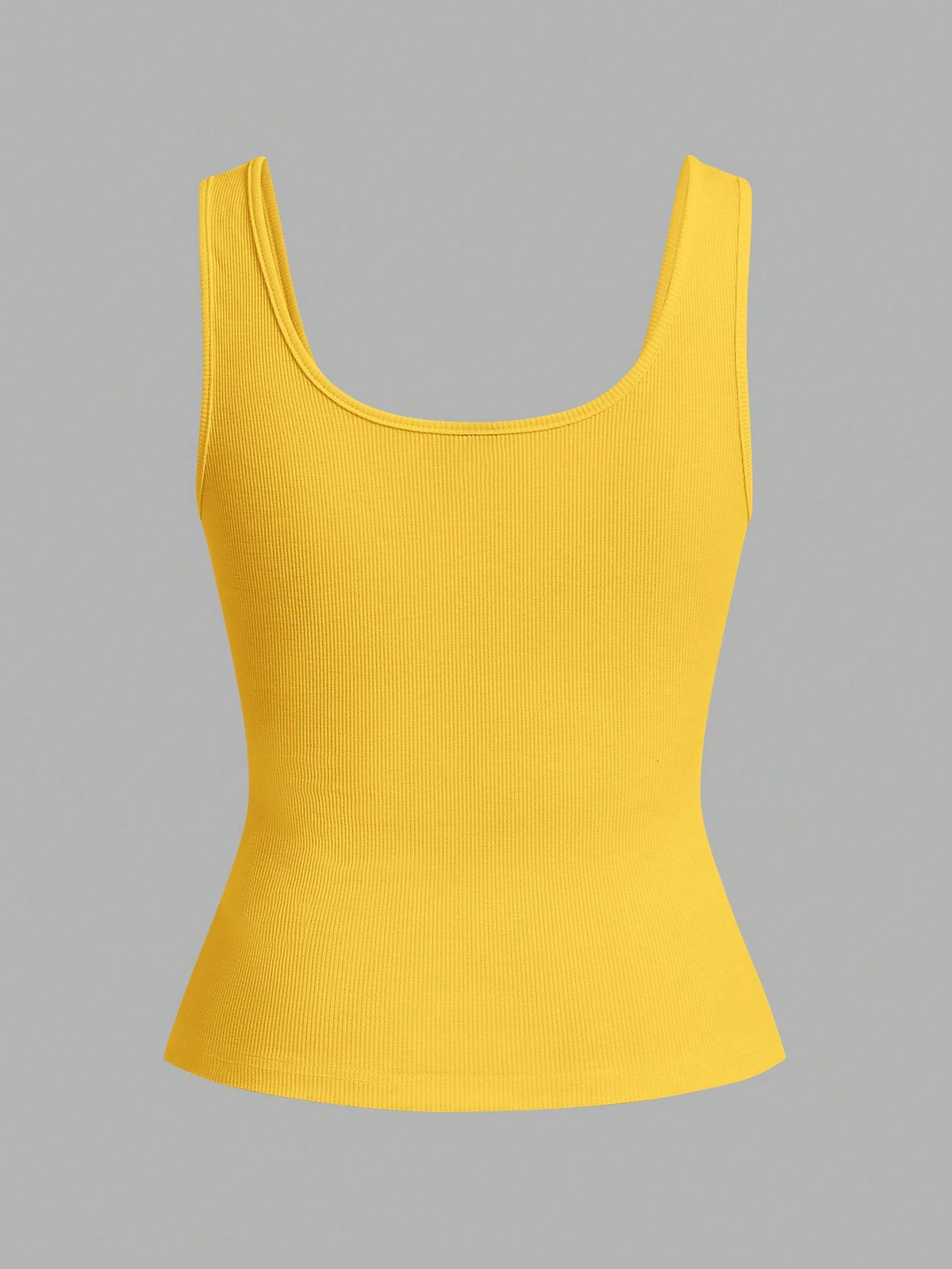 Slaydiva Casual All-Match White Cami Top With Deep U-Neck And Racerback, Yellow