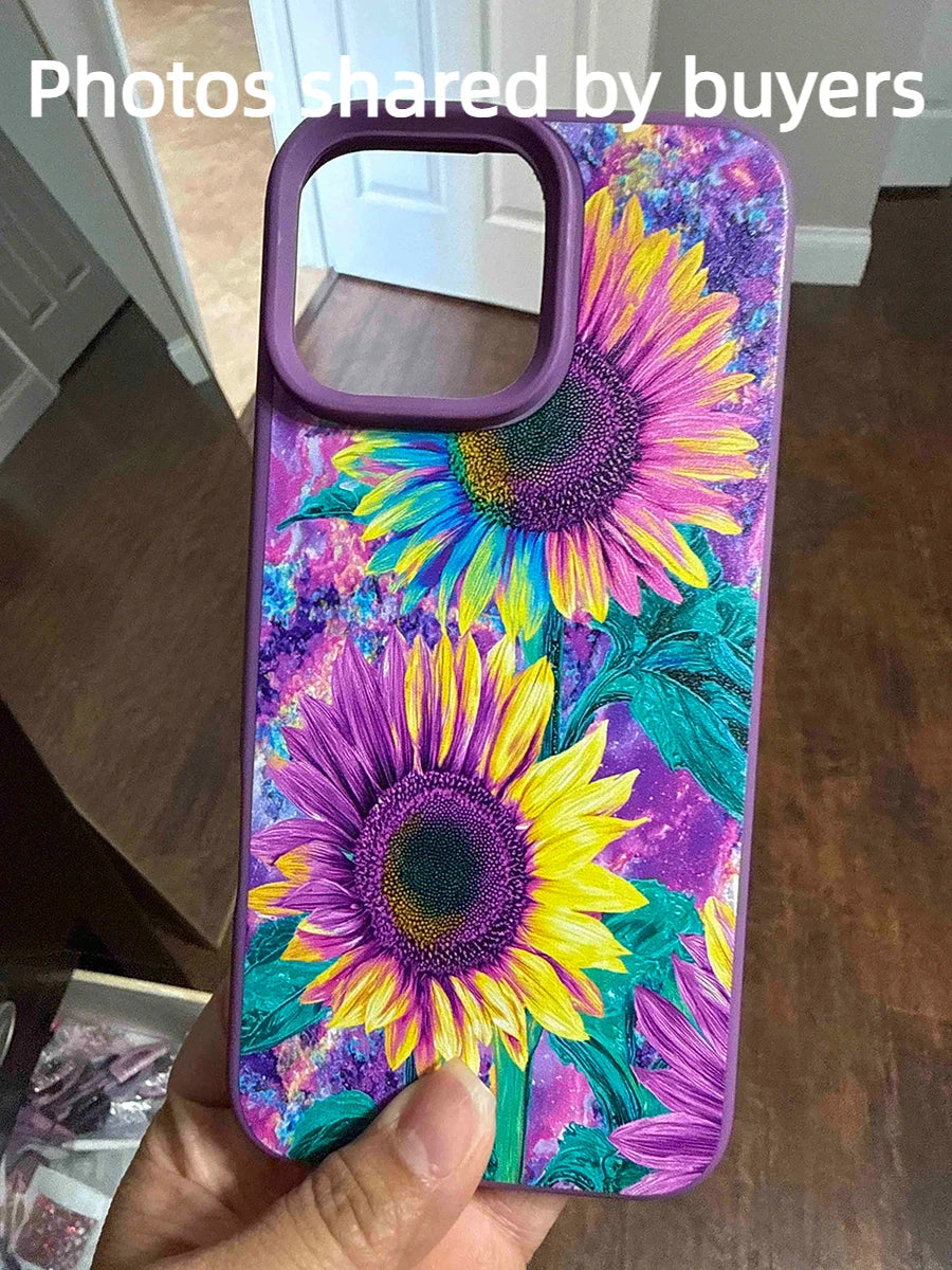 Slim Protective Case For 17 Pro Max 16 15 14 13 12 11- Soft TPU Cover With Rainbow Sunflower Pattern Design|Anti-Scratch, Shockproof, Non-Slip|Thin Lightweight Fit|Gift For Men Women
