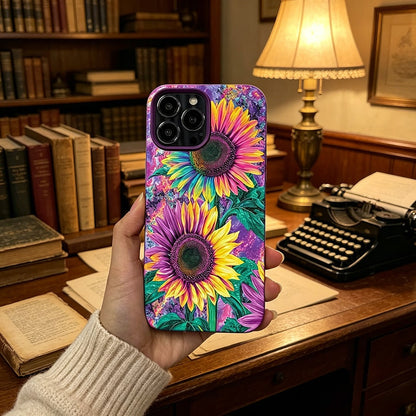 Slim Protective Case For 17 Pro Max 16 15 14 13 12 11- Soft TPU Cover With Rainbow Sunflower Pattern Design|Anti-Scratch, Shockproof, Non-Slip|Thin Lightweight Fit|Gift For Men Women