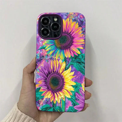 Slim Protective Case For 17 Pro Max 16 15 14 13 12 11- Soft TPU Cover With Rainbow Sunflower Pattern Design|Anti-Scratch, Shockproof, Non-Slip|Thin Lightweight Fit|Gift For Men Women