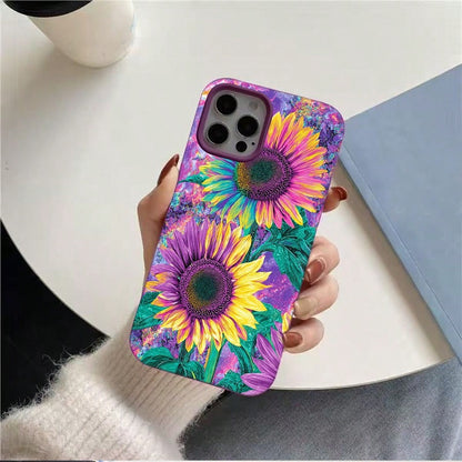 Slim Protective Case For 17 Pro Max 16 15 14 13 12 11- Soft TPU Cover With Rainbow Sunflower Pattern Design|Anti-Scratch, Shockproof, Non-Slip|Thin Lightweight Fit|Gift For Men Women