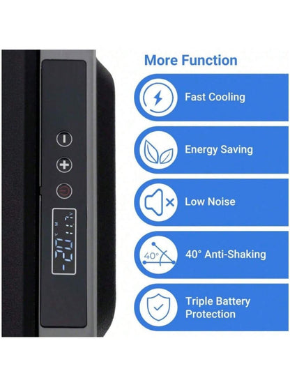 Smad 50L Car Refrigerator 12/24 D C Portable Refreigerator 2 Way Lid Opening Car Fridge With Removeble Basket Wheels Led Lighting-4℉-68℉ For Camping RV Travel And Home