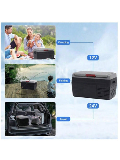 Smad 50L Car Refrigerator 12/24 D C Portable Refreigerator 2 Way Lid Opening Car Fridge With Removeble Basket Wheels Led Lighting-4℉-68℉ For Camping RV Travel And Home
