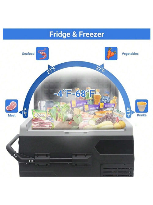 SMAD Portable Camping Refrigerator/Freezer, Electric 12 Volt Fridge With Wheels, 68 Quart (50L) 12v/24v D C Solar Cooler For Vehicles Car Travel Outdoor Semi-Truck RV,-4℉~68℉
