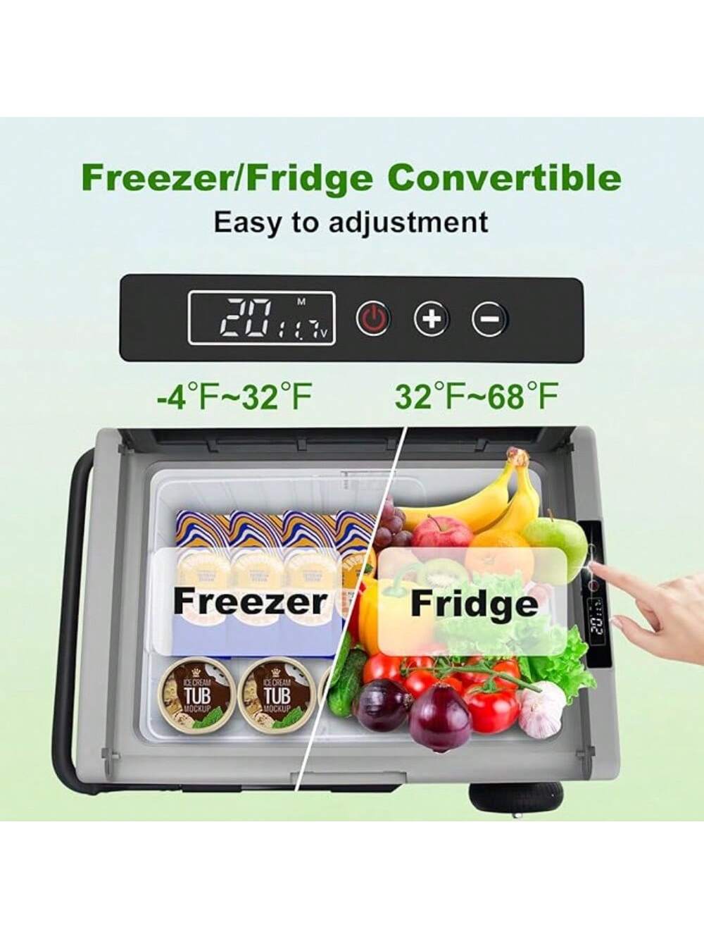 SMAD Portable Camping Refrigerator/Freezer, Electric 12 Volt Fridge With Wheels, 68 Quart (50L) 12v/24v D C Solar Cooler For Vehicles Car Travel Outdoor Semi-Truck RV,-4℉~68℉
