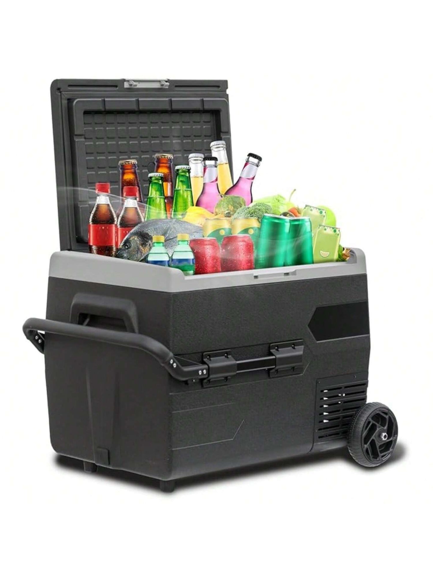 SMAD Portable Camping Refrigerator/Freezer, Electric 12 Volt Fridge With Wheels, 68 Quart (50L) 12v/24v D C Solar Cooler For Vehicles Car Travel Outdoor Semi-Truck RV,-4℉~68℉