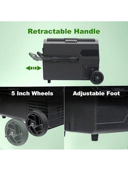 SMAD Portable Camping Refrigerator/Freezer, Electric 12 Volt Fridge With Wheels, 68 Quart (50L) 12v/24v D C Solar Cooler For Vehicles Car Travel Outdoor Semi-Truck RV,-4℉~68℉