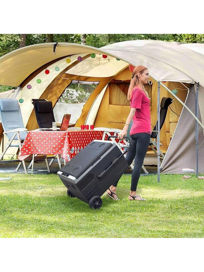 SMAD Portable Camping Refrigerator/Freezer, Electric 12 Volt Fridge With Wheels, 68 Quart (50L) 12v/24v D C Solar Cooler For Vehicles Car Travel Outdoor Semi-Truck RV,-4℉~68℉