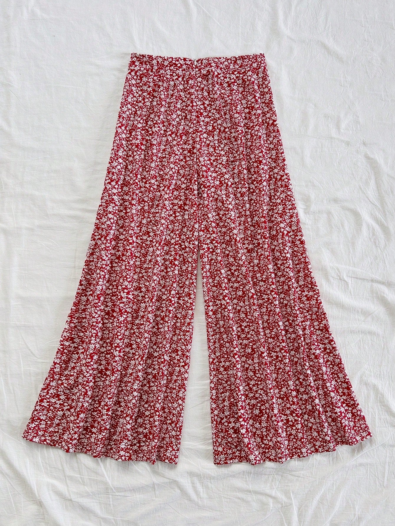 Soleia Spring Break Ditsy Floral Print High Waist Wide Leg Pants