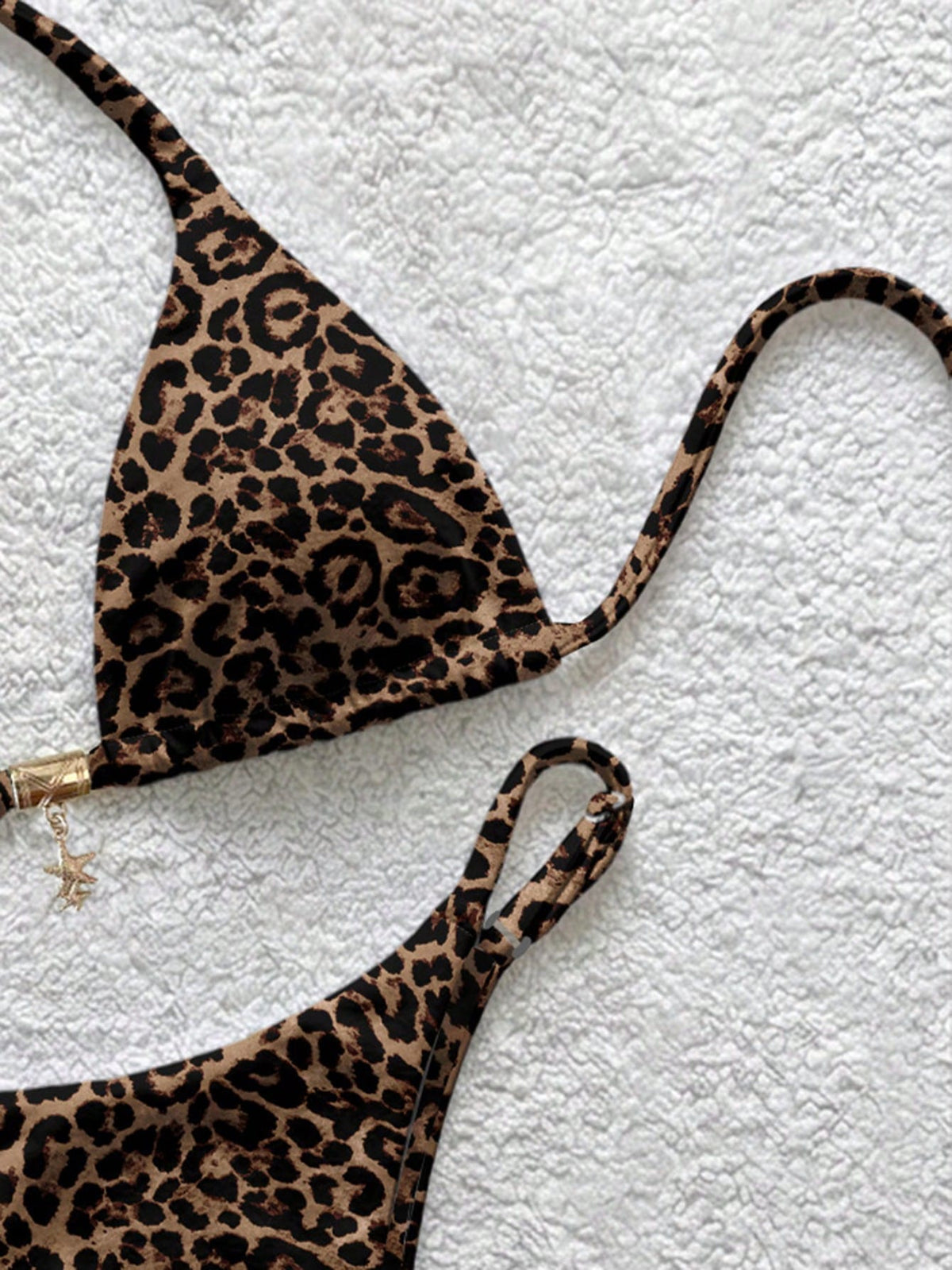 Soleia Women's Leopard Print Halter Bikini Set, Suitable For Summer