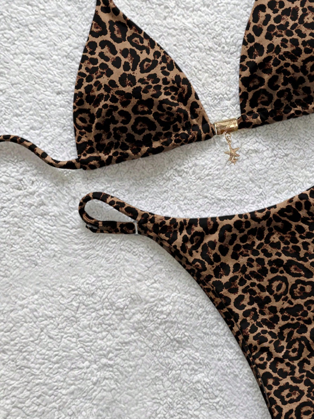 Soleia Women's Leopard Print Halter Bikini Set, Suitable For Summer