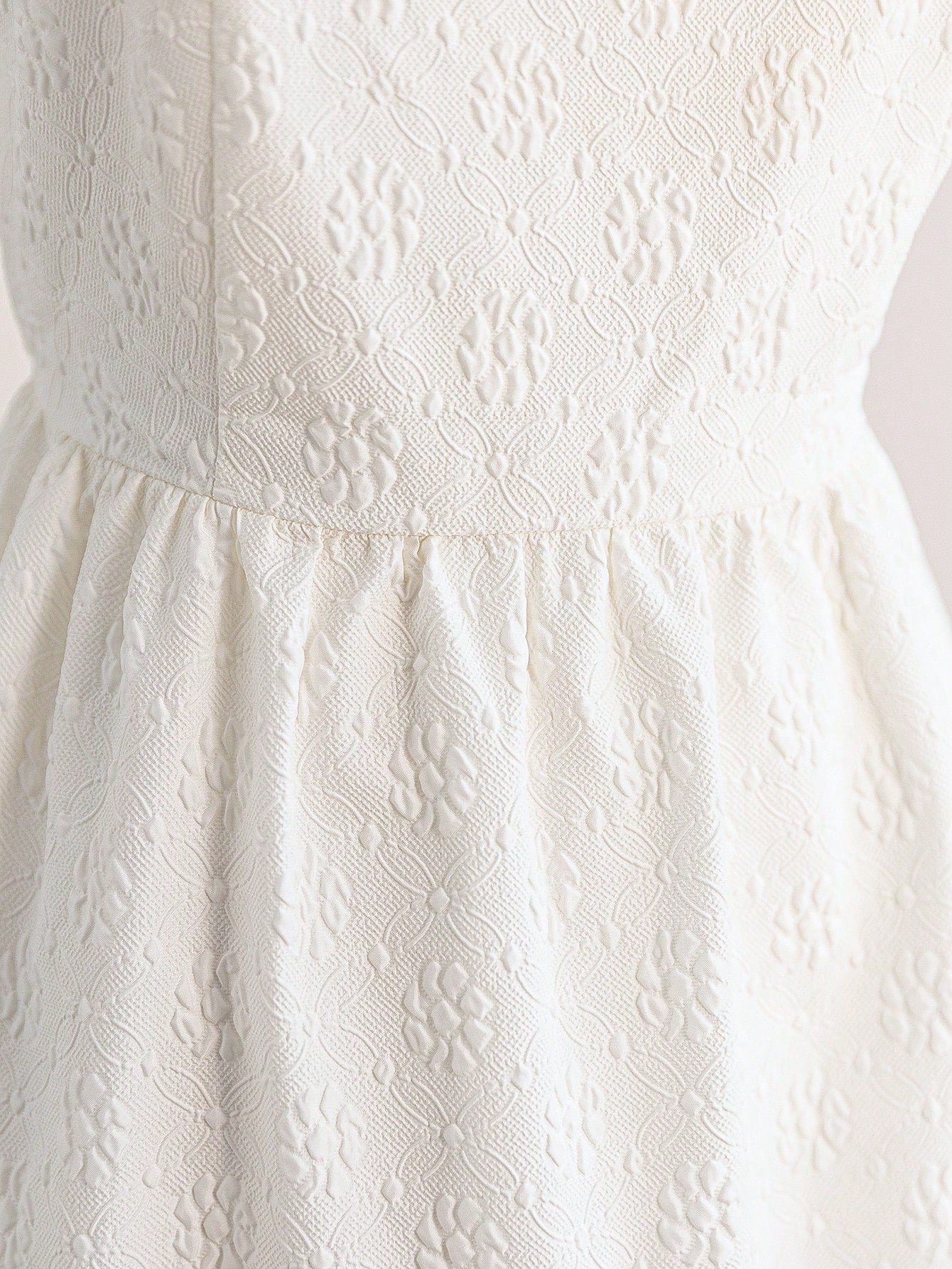 Soleia Women's White Elegant Floral Jacquard Summer Mini Dress With Cap Sleeve,Open Back,Bowknot Design For Tea Party,Vacation,Graduation,Backless Dress