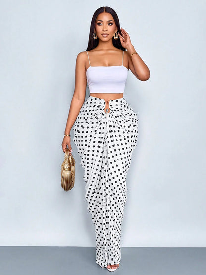 SOLERSUN Sexy And Elegant Women's Polka Dot Skirt, Suitable For Halloween, Christmas, Valentine's Day, Spring And Summer Vacation, Retro Style (Random Floral)