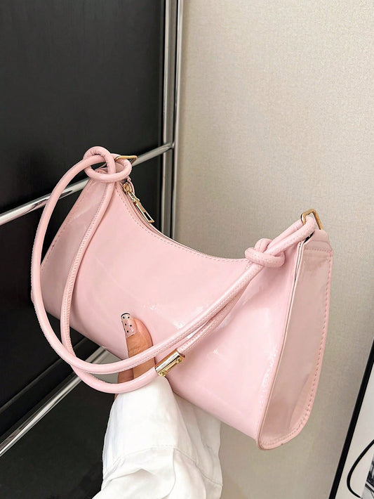 Solid Color Jelly Transparent All-Match Shoulder Bag, Waterproof, Sandproof Transparent Bag, Beach Sports Picnic Snacks Clear Purse For Women,Pink Bag