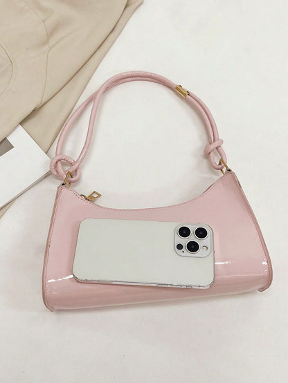 Solid Color Jelly Transparent All-Match Shoulder Bag, Waterproof, Sandproof Transparent Bag, Beach Sports Picnic Snacks Clear Purse For Women,Pink Bag