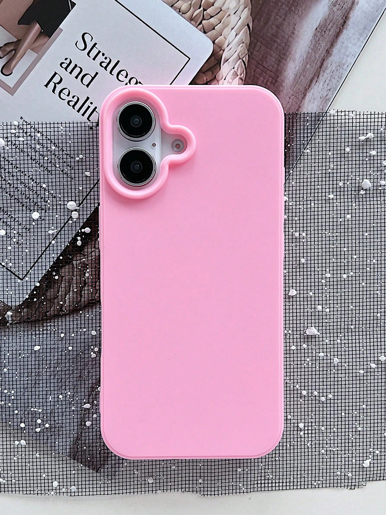 Solid Color Silicone TPU Cute Pink Matte Shockproof Large Hole Full Coverage Phone Case 1pc Compatible With Apple 17/16/15/14/13/12/11/XSMAX/X/XS/XR/7PLUS/8PLUS/7/8 Easter Spring Mom Birthday Annivers