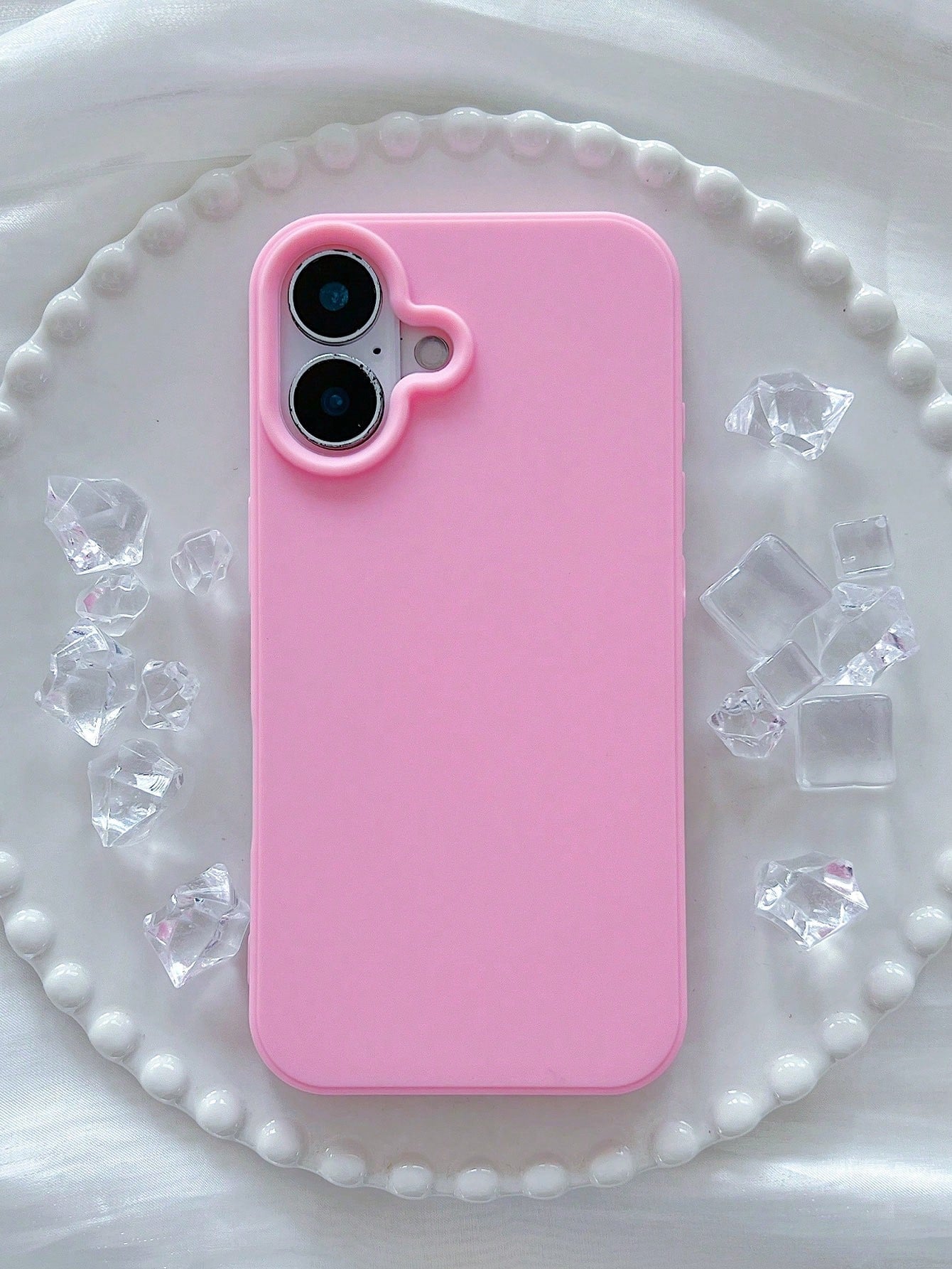 Solid Color Silicone TPU Cute Pink Matte Shockproof Large Hole Full Coverage Phone Case 1pc Compatible With Apple 17/16/15/14/13/12/11/XSMAX/X/XS/XR/7PLUS/8PLUS/7/8 Easter Spring Mom Birthday Annivers