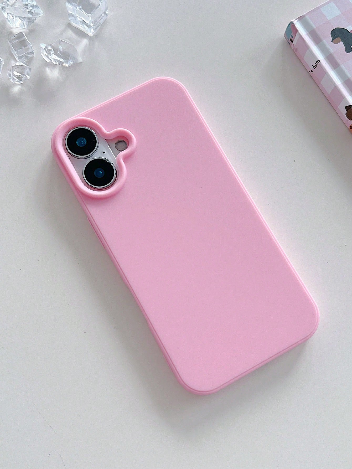 Solid Color Silicone TPU Cute Pink Matte Shockproof Large Hole Full Coverage Phone Case 1pc Compatible With Apple 17/16/15/14/13/12/11/XSMAX/X/XS/XR/7PLUS/8PLUS/7/8 Easter Spring Mom Birthday Annivers