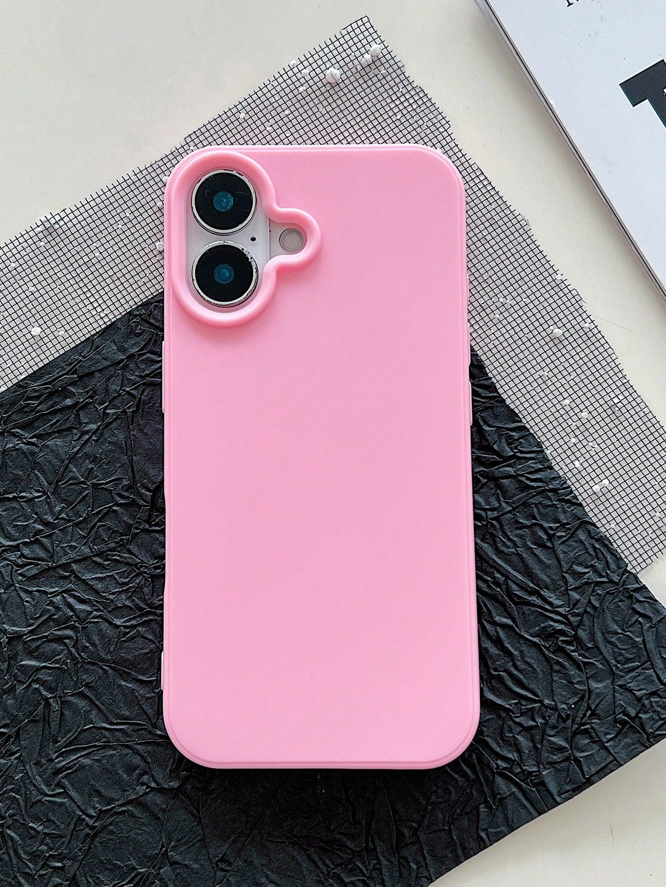 Solid Color Silicone TPU Cute Pink Matte Shockproof Large Hole Full Coverage Phone Case 1pc Compatible With Apple 17/16/15/14/13/12/11/XSMAX/X/XS/XR/7PLUS/8PLUS/7/8 Easter Spring Mom Birthday Annivers