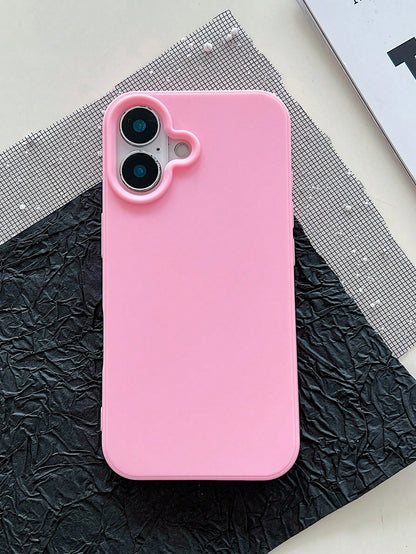 Solid Color Silicone TPU Cute Pink Matte Shockproof Large Hole Full Coverage Phone Case 1pc Compatible With Apple 17/16/15/14/13/12/11/XSMAX/X/XS/XR/7PLUS/8PLUS/7/8 Easter Spring Mom Birthday Annivers