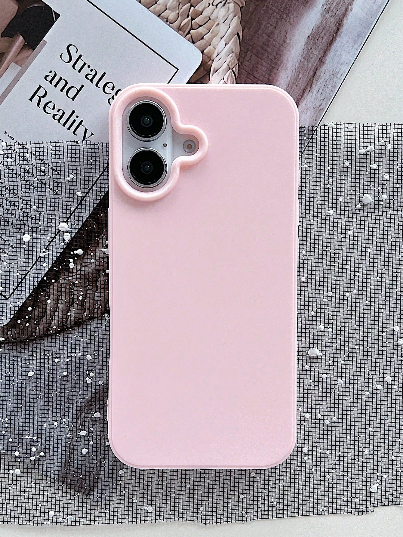 Solid Color Silicone TPU Cute Pink Matte Shockproof Large Hole Full Coverage Phone Case 1pc Compatible With Apple 17/16/15/14/13/12/11/XSMAX/X/XS/XR/7PLUS/8PLUS/7/8 Easter Spring Mom Birthday Annivers