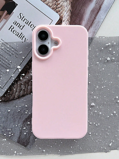 Solid Color Silicone TPU Cute Pink Matte Shockproof Large Hole Full Coverage Phone Case 1pc Compatible With Apple 17/16/15/14/13/12/11/XSMAX/X/XS/XR/7PLUS/8PLUS/7/8 Easter Spring Mom Birthday Annivers