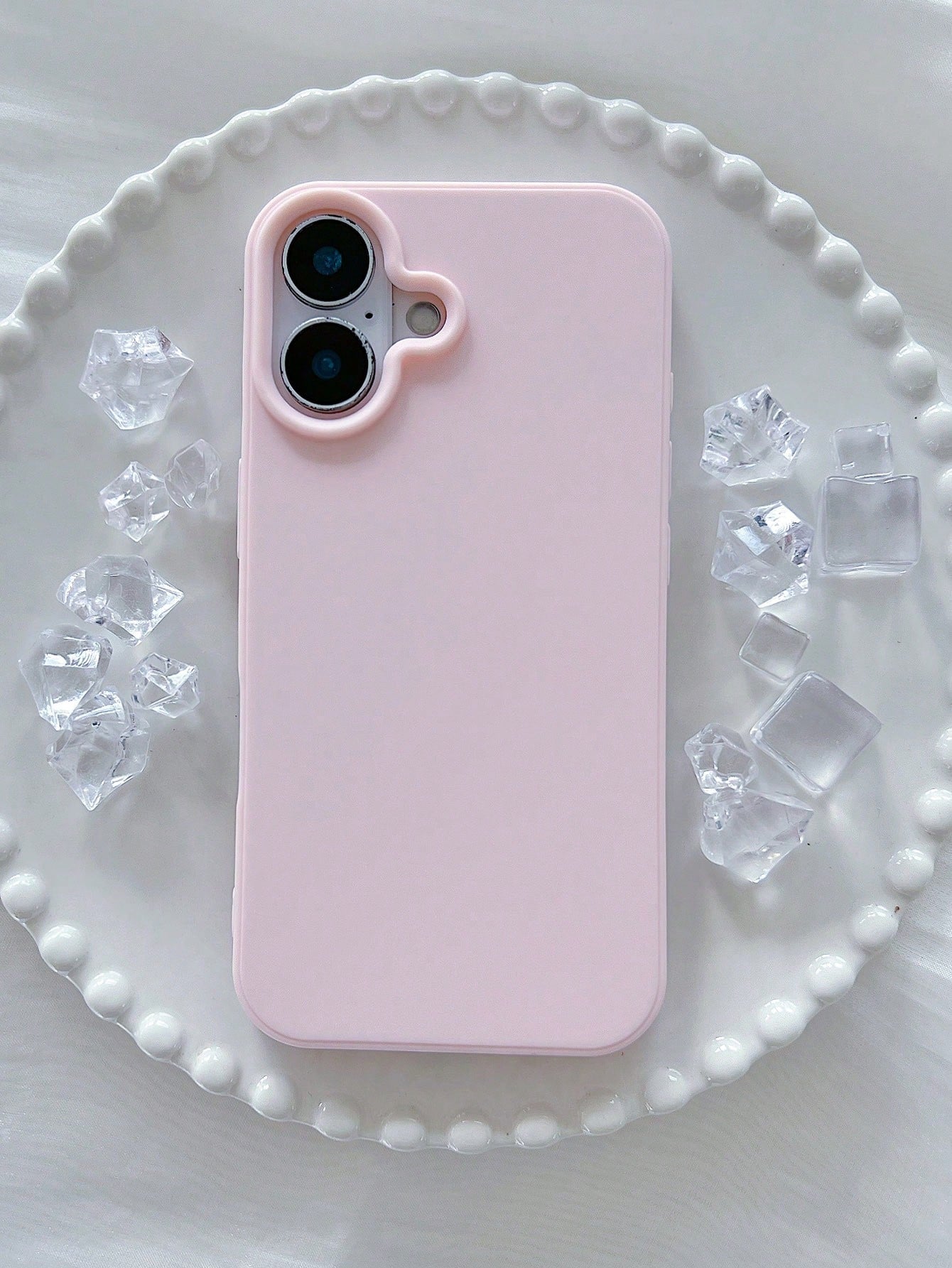 Solid Color Silicone TPU Cute Pink Matte Shockproof Large Hole Full Coverage Phone Case 1pc Compatible With Apple 17/16/15/14/13/12/11/XSMAX/X/XS/XR/7PLUS/8PLUS/7/8 Easter Spring Mom Birthday Annivers