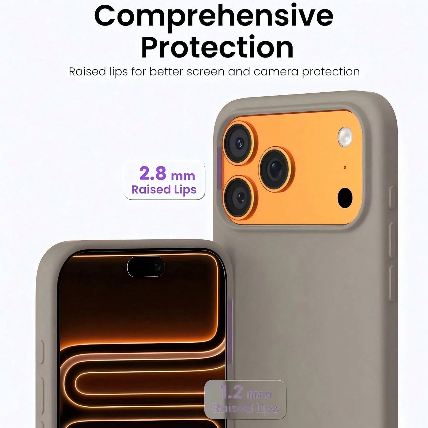 Solid White Silicone Liquid Silicone 3-Layer Full Coverage Soft Rubber Phone Case Shock-Proof Protective Cover With Anti-Scratch Microfiber Lining Compatible With IPhone 17 17 Air 17 Pro 17 Pro Max 13