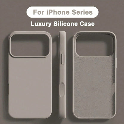 Solid White Silicone Liquid Silicone 3-Layer Full Coverage Soft Rubber Phone Case Shock-Proof Protective Cover With Anti-Scratch Microfiber Lining Compatible With IPhone 17 17 Air 17 Pro 17 Pro Max 13