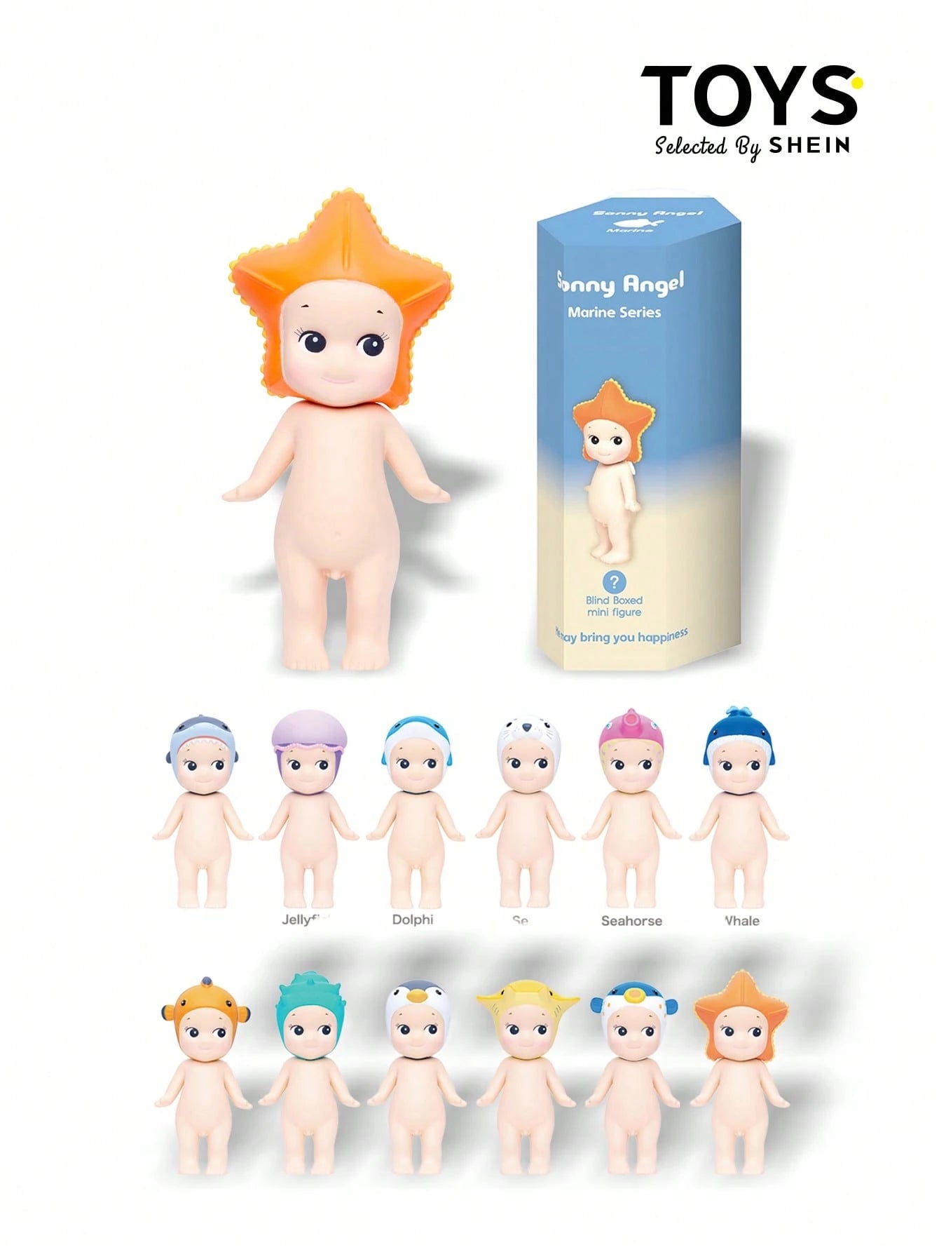 SONNY ANGEL Marine Series Mini Figure Blind Box, Cute And Collectible Decor, With Headgear Of Sea Creatures, Vacation Day Festival Gift, 100% Authentic (Single Blind Box)