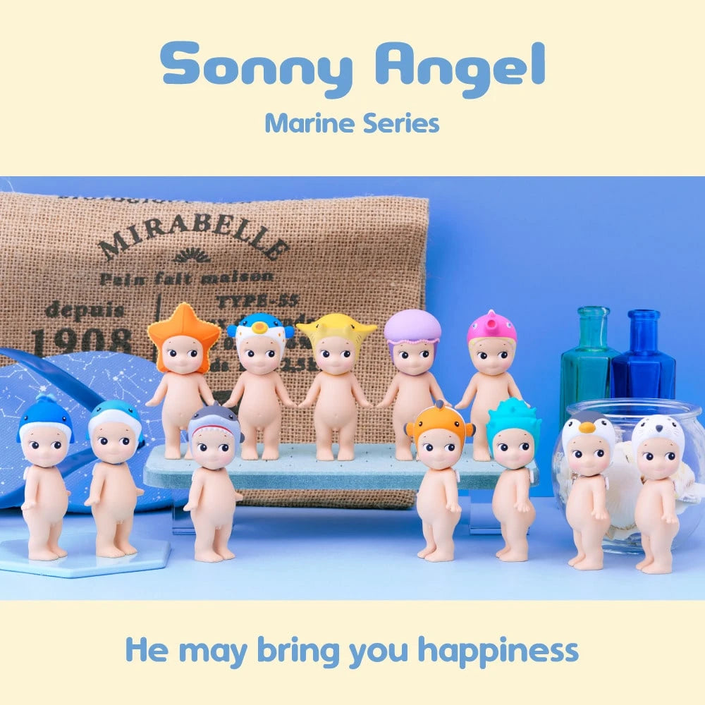 SONNY ANGEL Marine Series Mini Figure Blind Box, Cute And Collectible Decor, With Headgear Of Sea Creatures, Vacation Day Festival Gift, 100% Authentic (Single Blind Box)