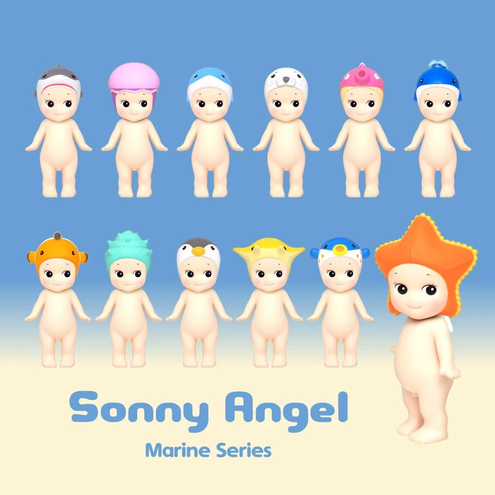 SONNY ANGEL Marine Series Mini Figure Blind Box, Cute And Collectible Decor, With Headgear Of Sea Creatures, Vacation Day Festival Gift, 100% Authentic (Single Blind Box)