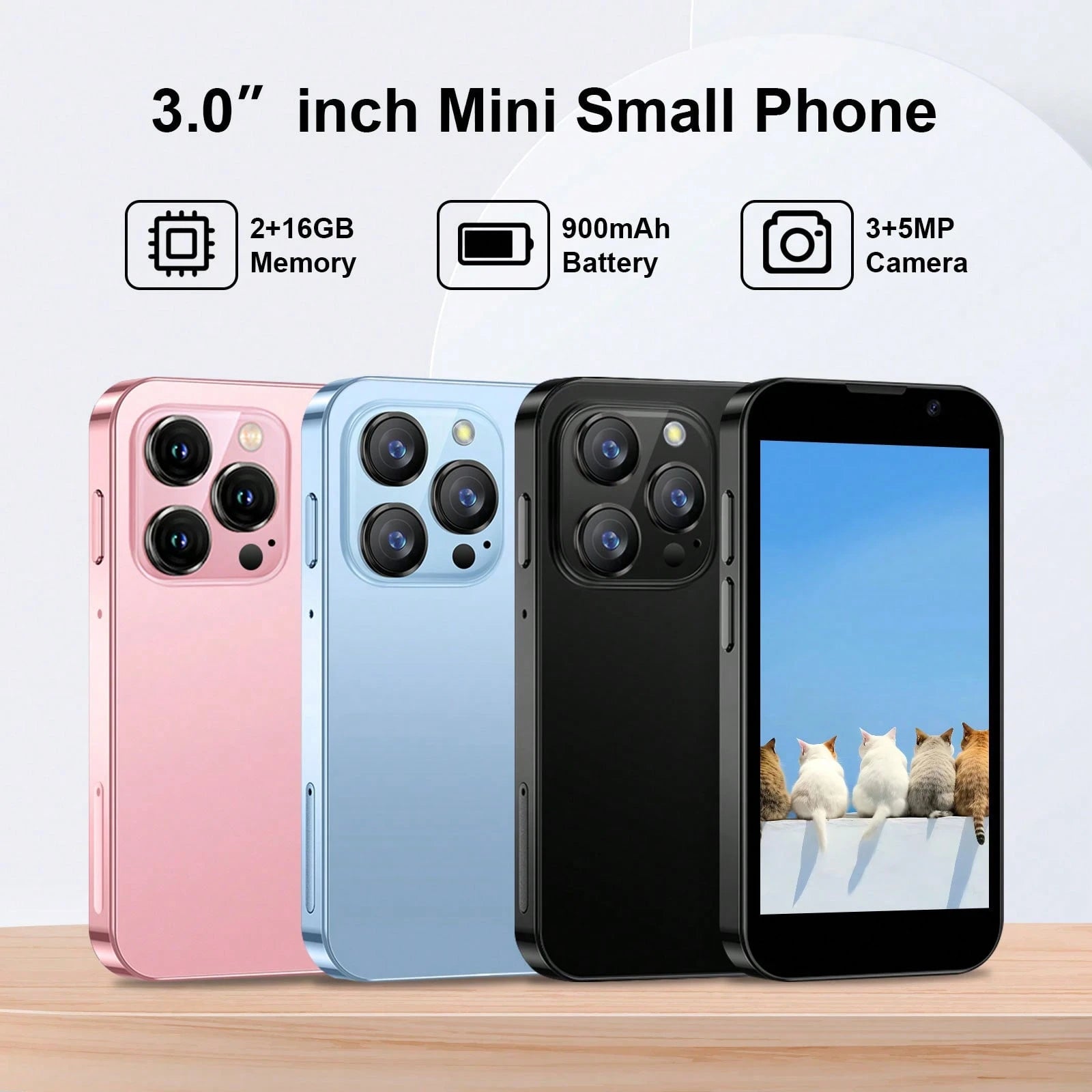 SOYES Mini Smartphone 3 Inch Touch Screen, Android Smart Mobile Phone With WiFi, Dual Cameras (5MP+12MP), Portable Pocket Cell Phone, Ideal Gift For Friends (Black)