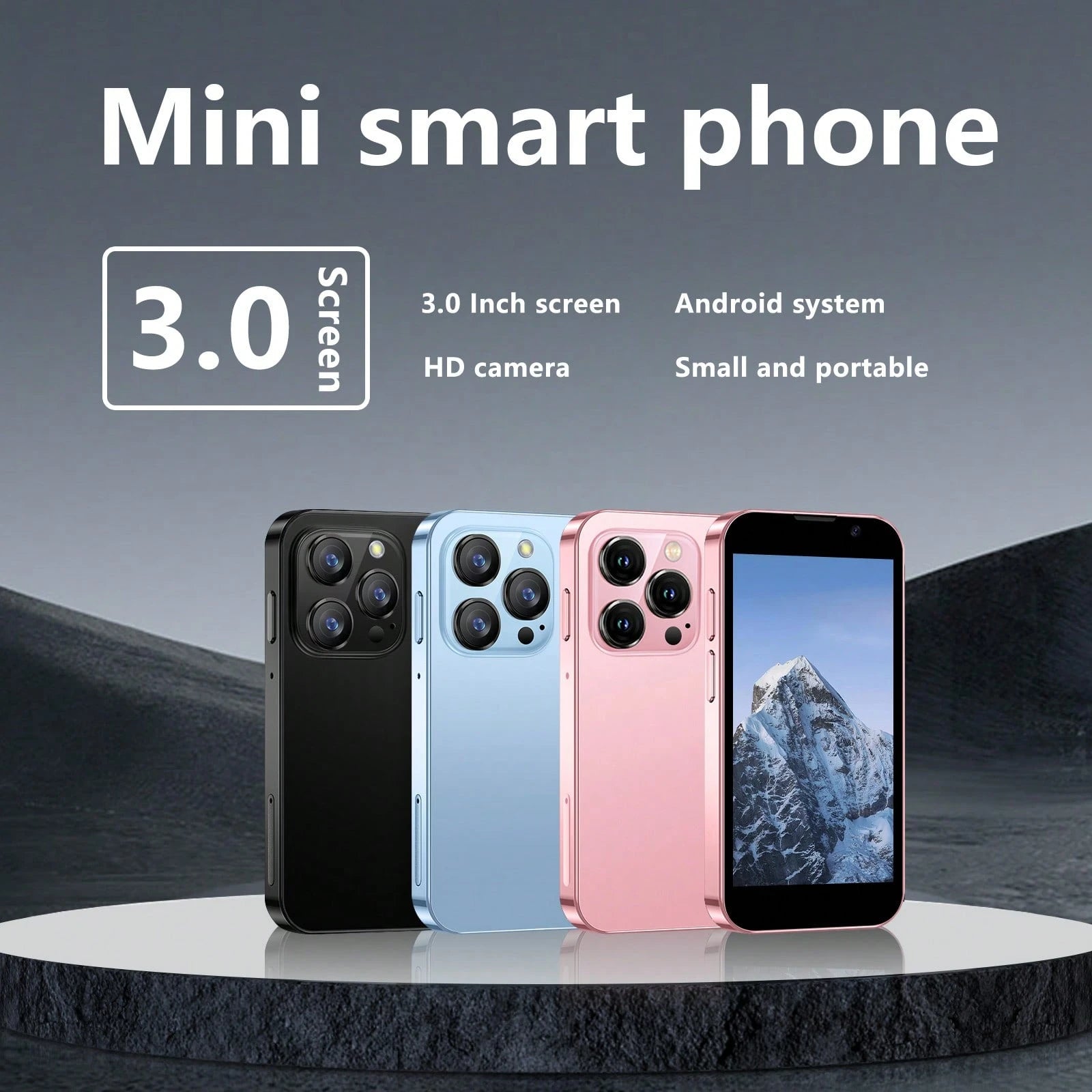 SOYES [Mini Smartphone ] Mini Phone| 3.0 Inch HD Touch Screen, Android Phone For Students, Quad Core, Face Recognition, 2GB+16GB- Best Gift, Holiday & Birthday (Blue/Black/Pink).Phone Camera.Hall