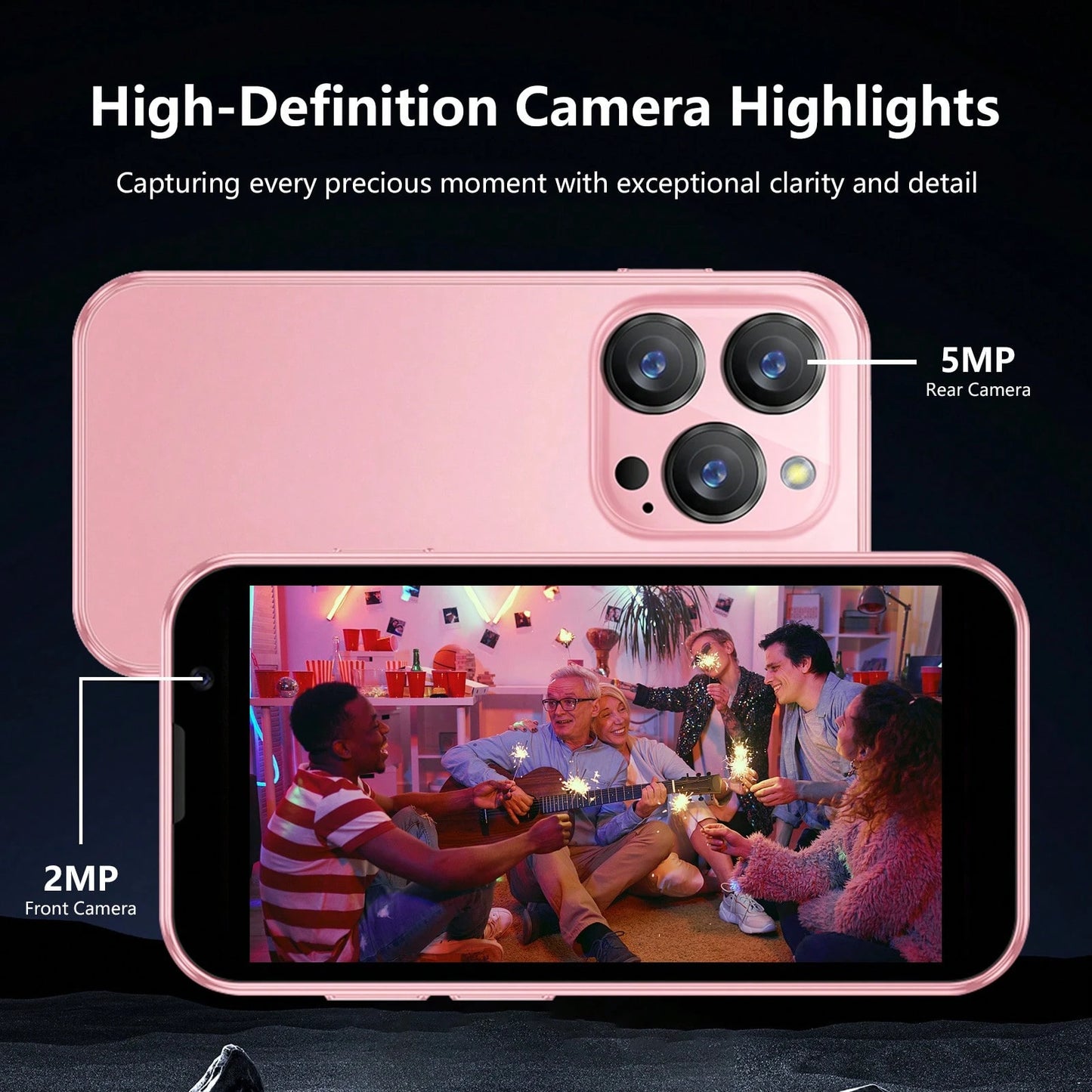 SOYES [Mini Smartphone ] Mini Phone| 3.0 Inch HD Touch Screen, Android Phone For Students, Quad Core, Face Recognition, 2GB+16GB- Best Gift, Holiday & Birthday (Blue/Black/Pink).Phone Camera.Hall