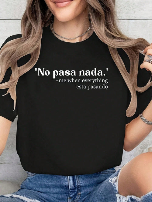 Spanglish- Mexican Spanish Teacher Bilingual Spanglish Cotton Printed T-Shirt For Summer, Soft Women's Short Sleeve Top