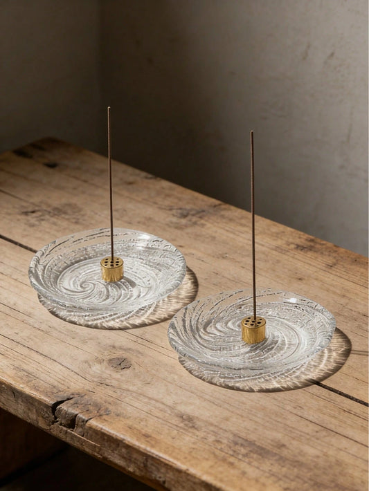 Spiral Glass Incense Holder, Incense Burner + Incense Stick Holder Set, Incense Stick Base, Nordic Style Desktop Incense Plate, Home Decor Incense Holder Gift, Essential For Home, Meditation, Yoga, Te