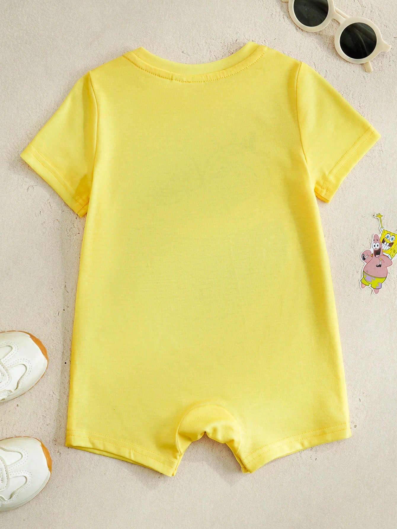 SpongeBob SquarePants| Baby Boy Casual Cute Cartoon Print Short Sleeve Romper Set, Summer